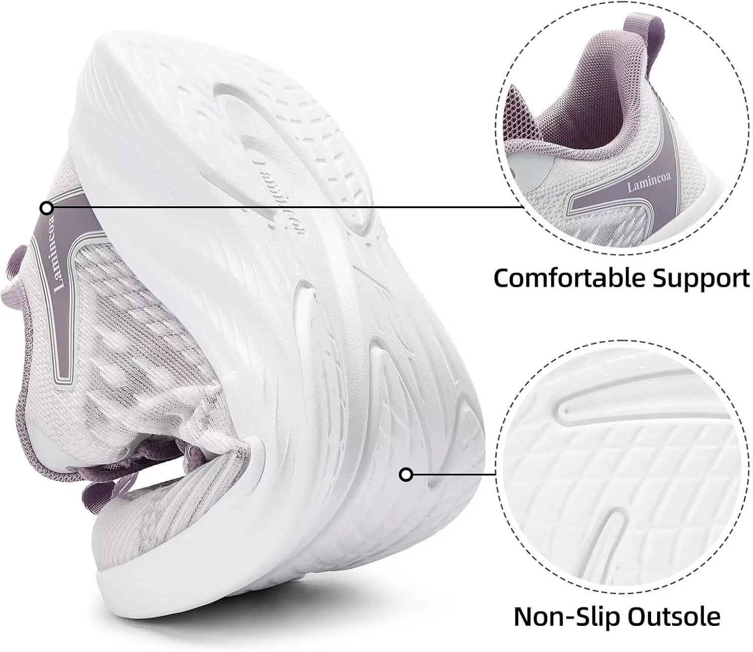 Lamincoa Women Walking Shoes Slip on Running Sneakers Lightweight Athletic Gym Workout Tennis Shoes