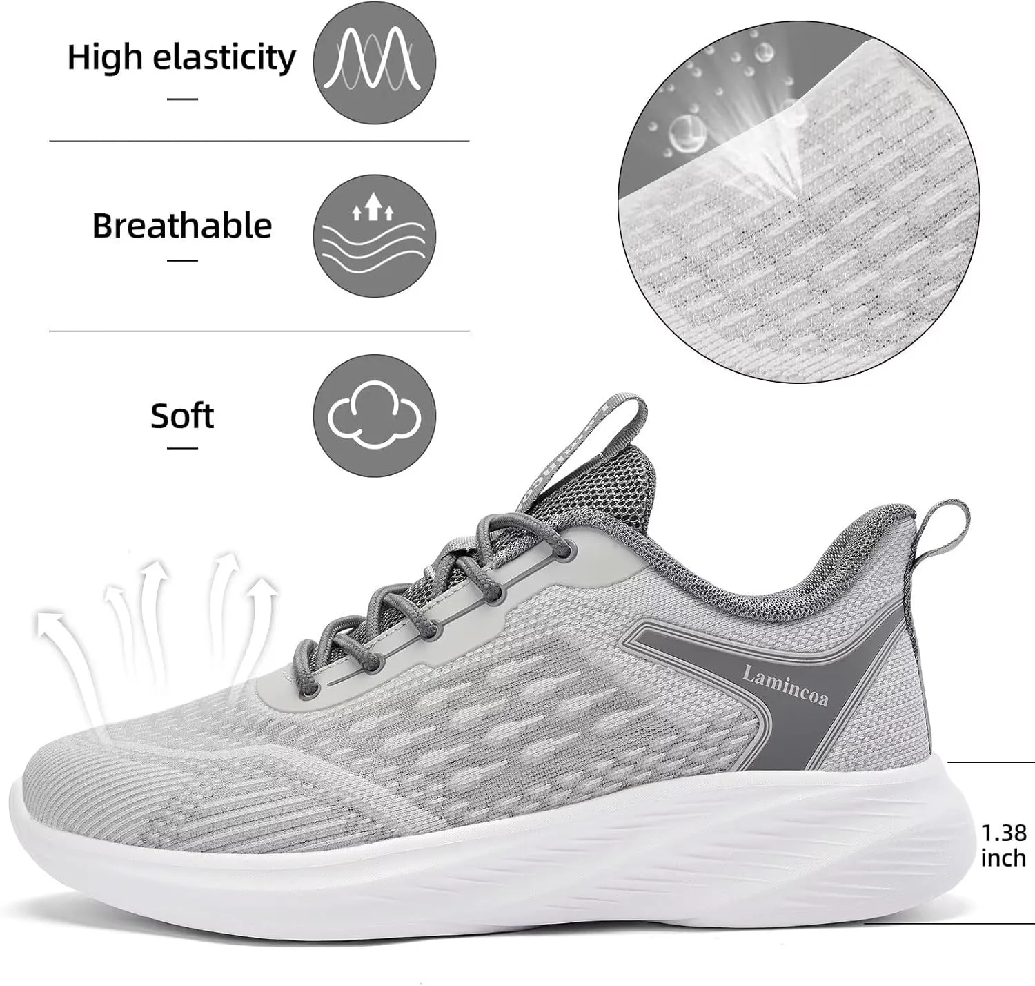 Lamincoa Women Walking Shoes Slip on Running Sneakers Lightweight Athletic Gym Workout Tennis Shoes