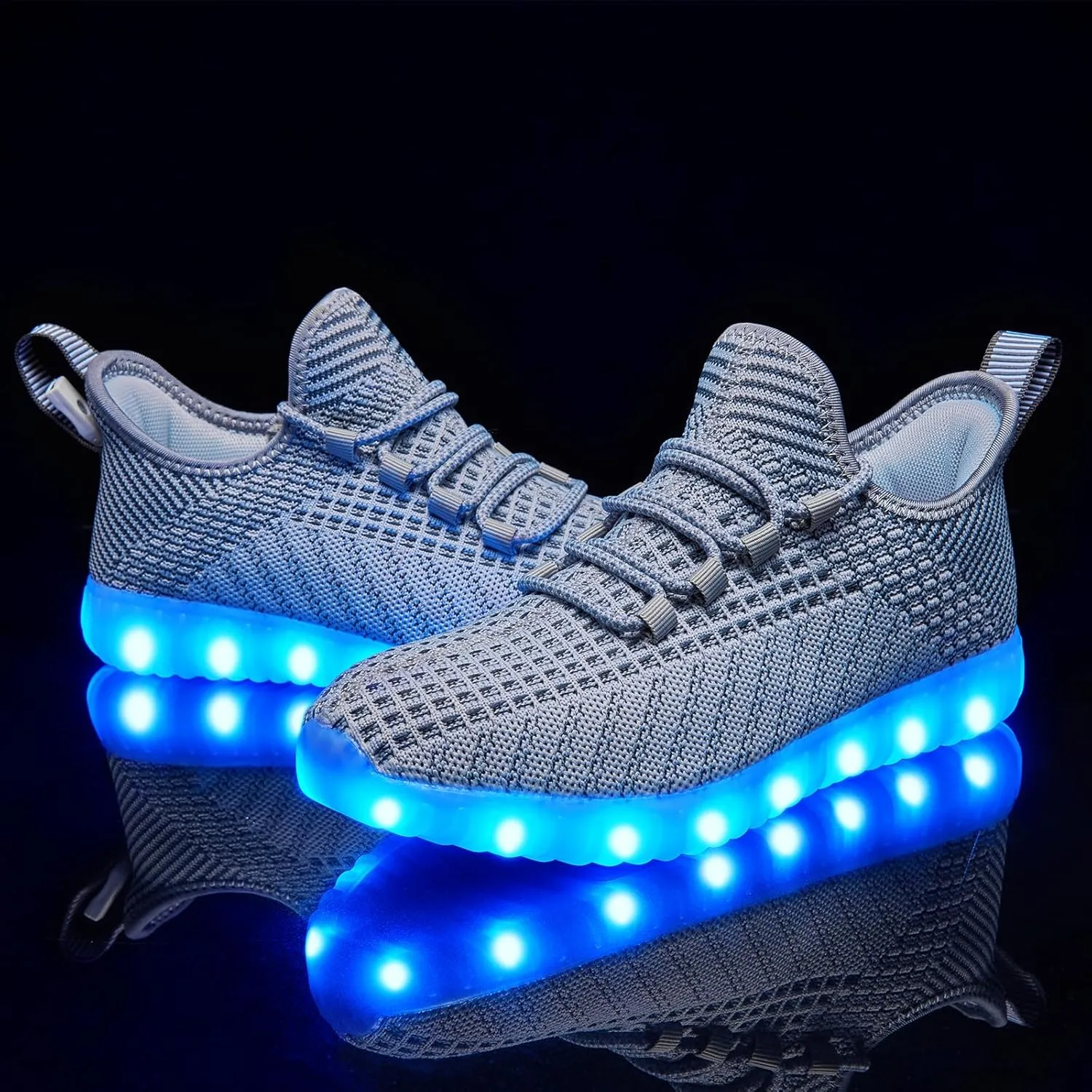 Light Up Shoes for Women Men, Unisex USB Charging LED Shoes Adult Halloween Mesh Upper Glowing Luminous Trainers Dancing Flashing Sneakers