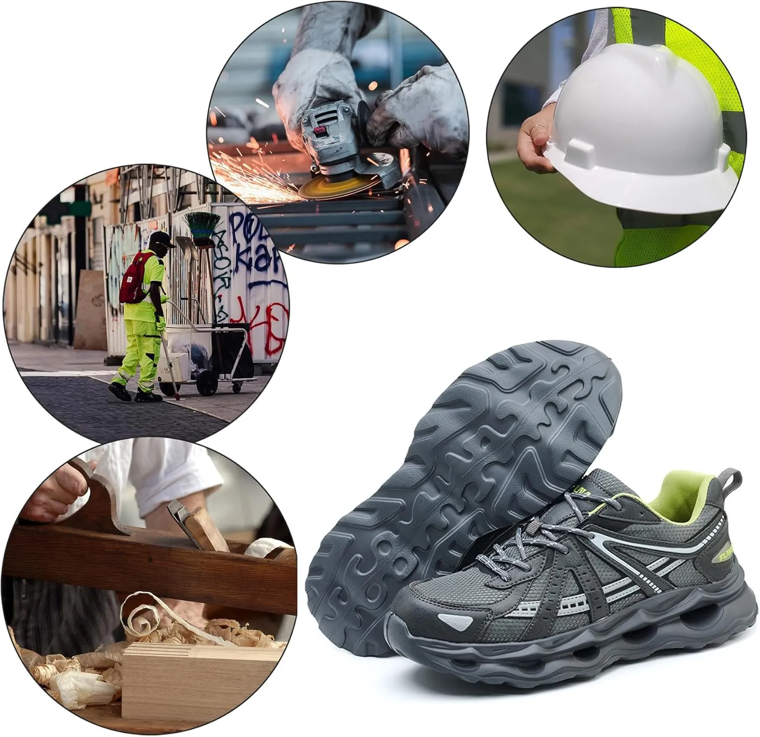 Lightweight Composite Toe Shoes, Breathbale Work Safety Steel Toe Construction Warehouse Sneakers