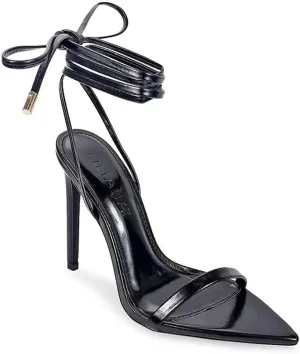 Liliana Women's Lace-Up Heels Sandals Strappy Pointed Toe Stiletto High Heel Sandals-Metallic Shoes