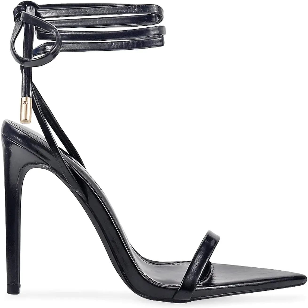 Liliana Women's Lace-Up Heels Sandals Strappy Pointed Toe Stiletto High Heel Sandals-Metallic Shoes