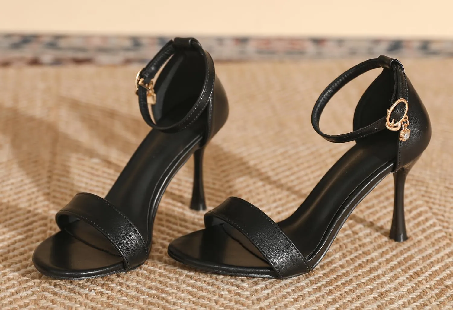 LizFoYa Heels for Women Open Toe Single Strap High Heel Sandals Party Strappy Buckle Dress Shoes