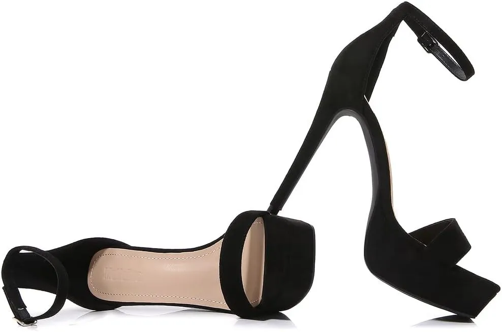 LizFoYa Women Square Toe Platform Sandal Stiletto Heels Open Toe Strappy Leather Dress Heeled Sandals for Party Night