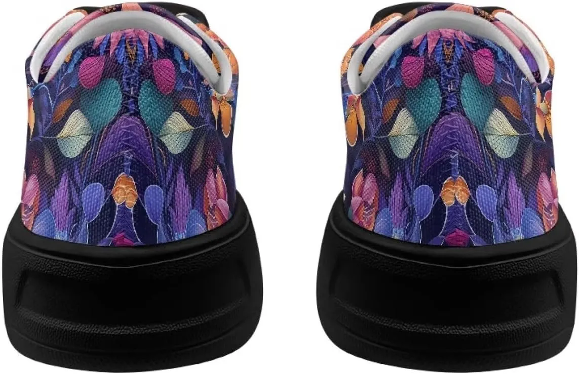 Low-Top Slip Ons Sneakers Canvas Women Black Platform Canvas Shoes Trendy Slip Ons Barefoot Shoes Fit Comfort 5.5-13.5