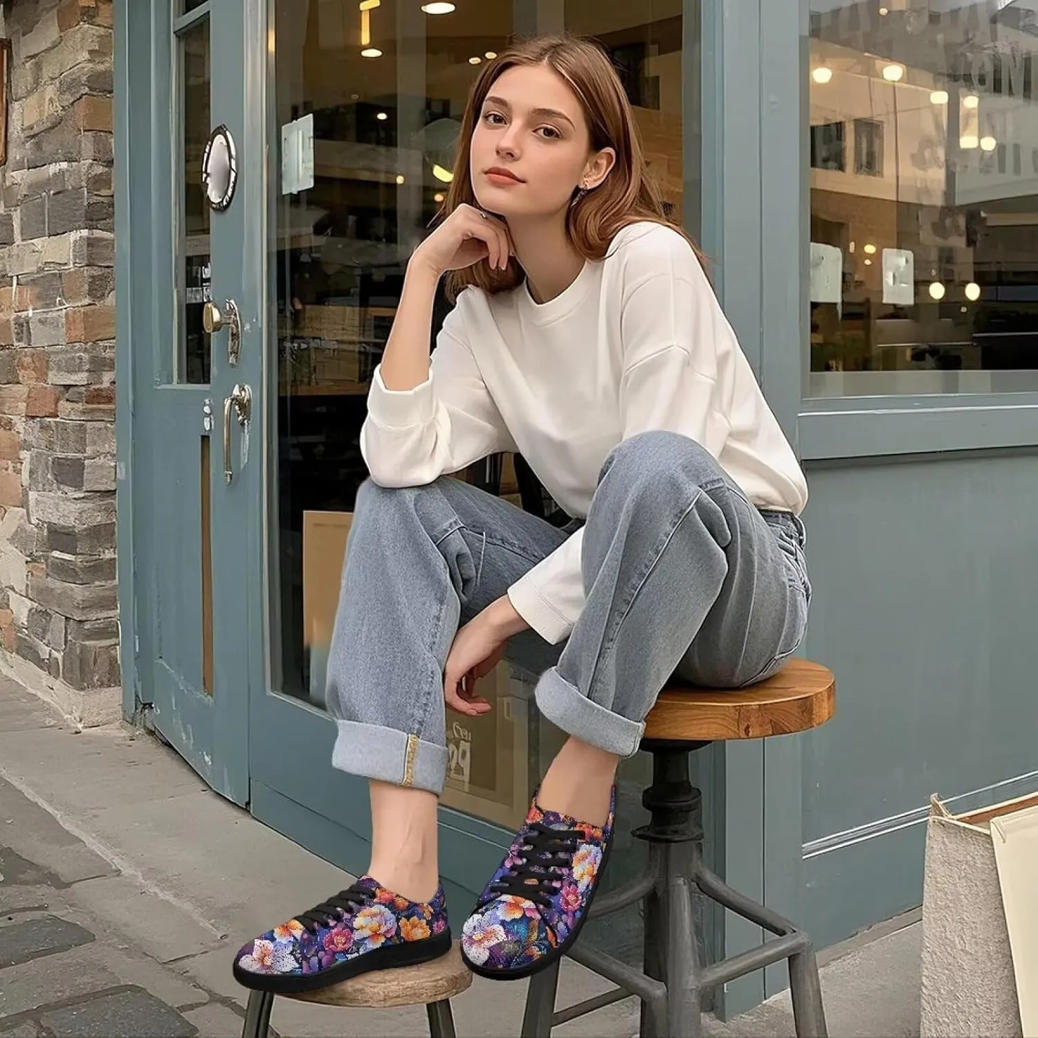Low-Top Slip Ons Sneakers Canvas Women Black Platform Canvas Shoes Trendy Slip Ons Barefoot Shoes Fit Comfort 5.5-13.5