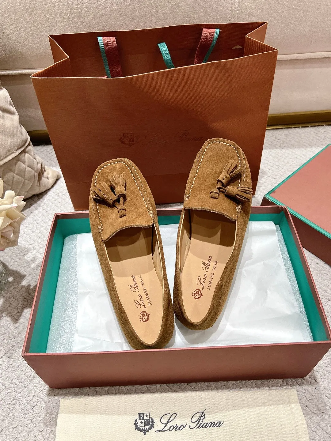 LP Dot sole walk mocassin Copper Brown  Suede 215001