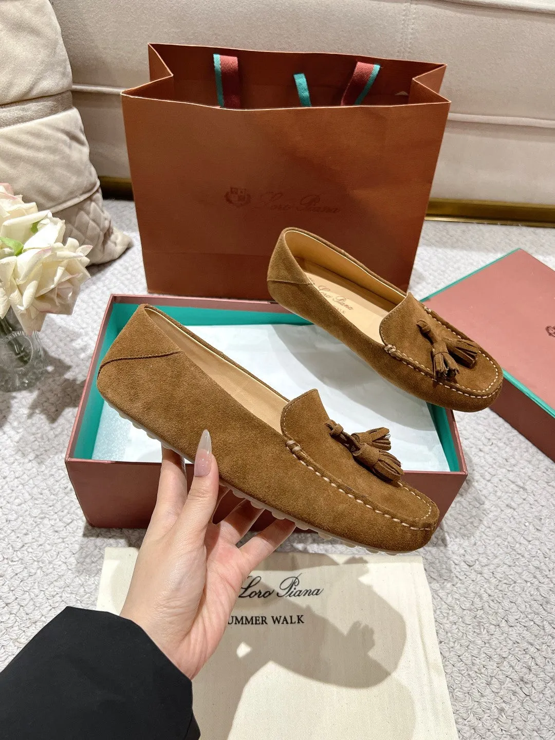 LP Dot sole walk mocassin Copper Brown  Suede 215001