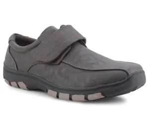 LS06 Mens Touch Fasten Faux Leather Loafers in Brown