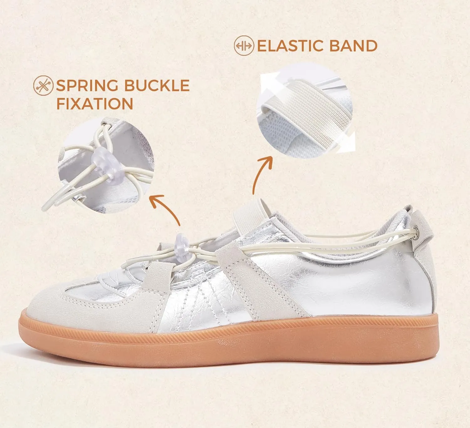 LUCKY STEP Women's Retro Fashion Sneakers Casual Comfortable Ballet Flats Lightweight Breathable Skate Shoes