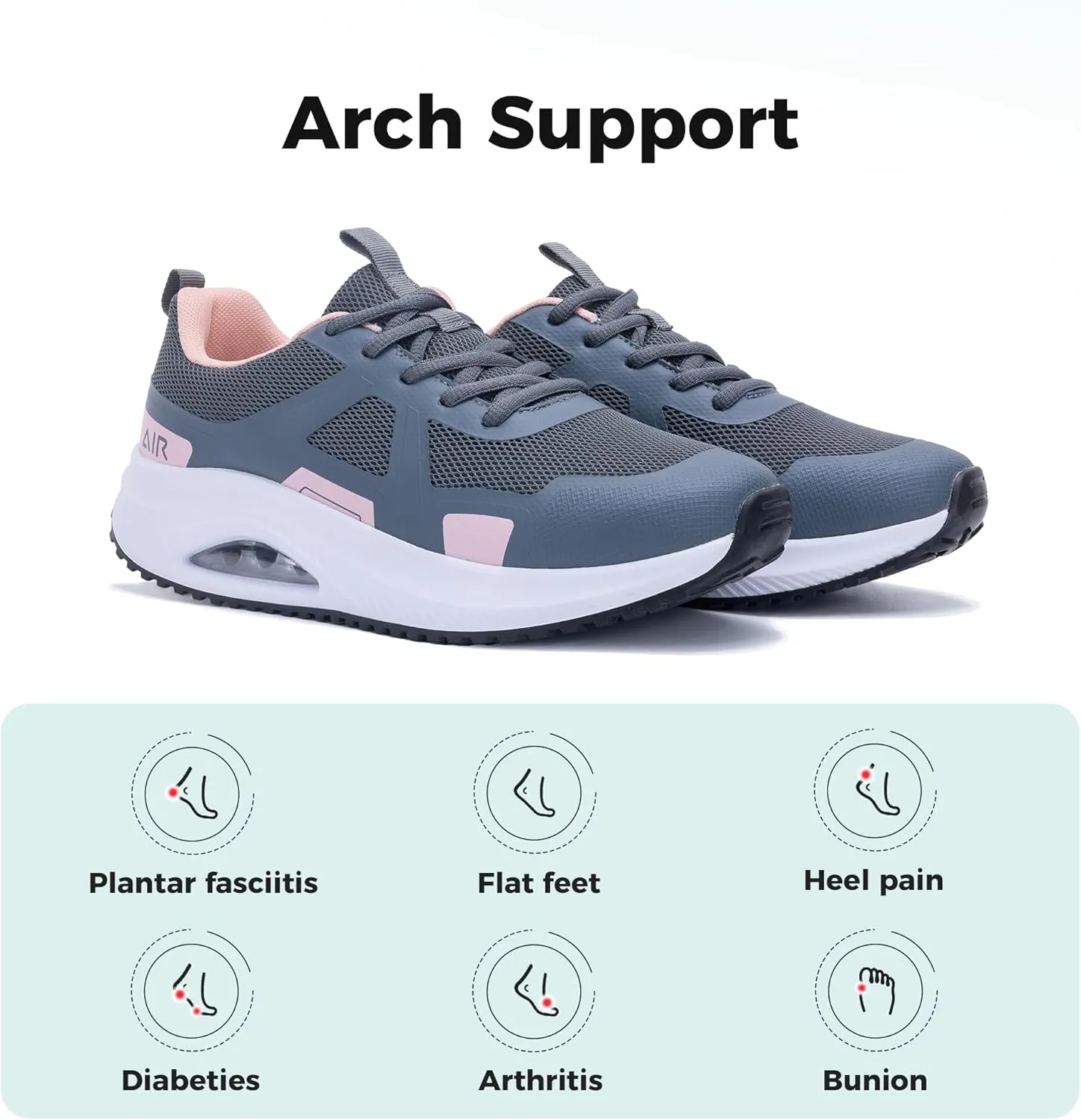 MAFEKE Womens Walking Shoes with Arch Support, Air Tennis Orthotic Fashion Sneakers for Plantar Fasciitis Pain Relief Size 5.5-11
