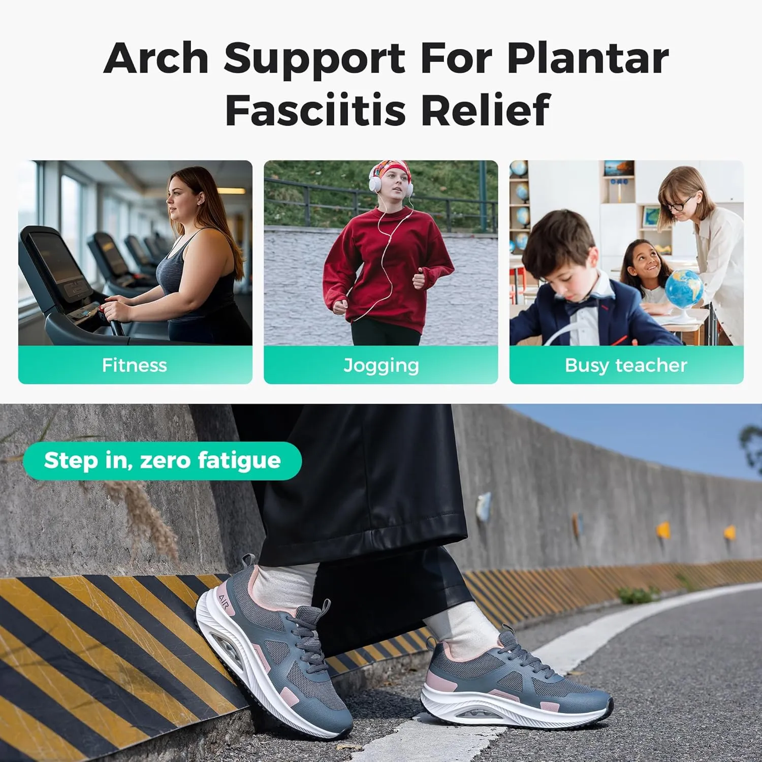 MAFEKE Womens Walking Shoes with Arch Support, Air Tennis Orthotic Fashion Sneakers for Plantar Fasciitis Pain Relief Size 5.5-11