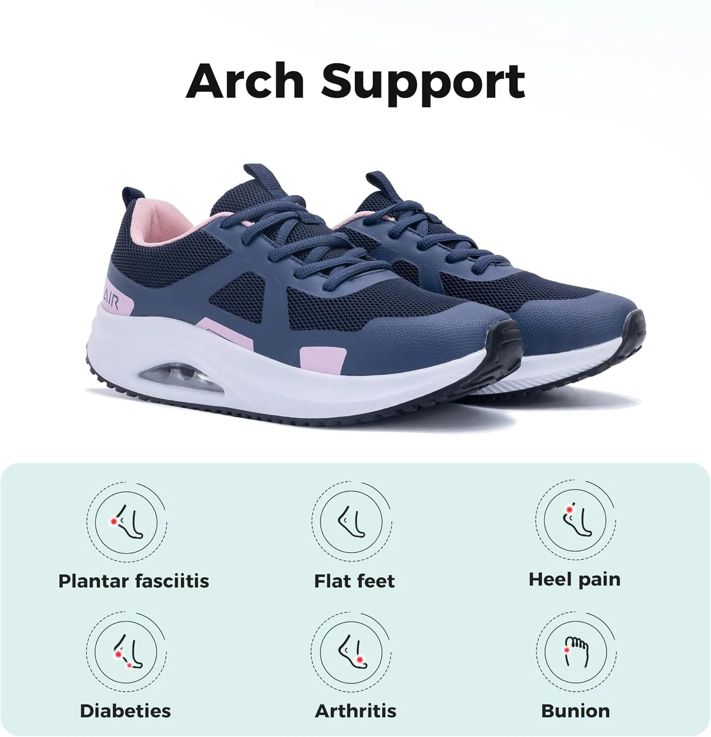 MAFEKE Womens Walking Shoes with Arch Support, Air Tennis Orthotic Fashion Sneakers for Plantar Fasciitis Pain Relief Size 5.5-11