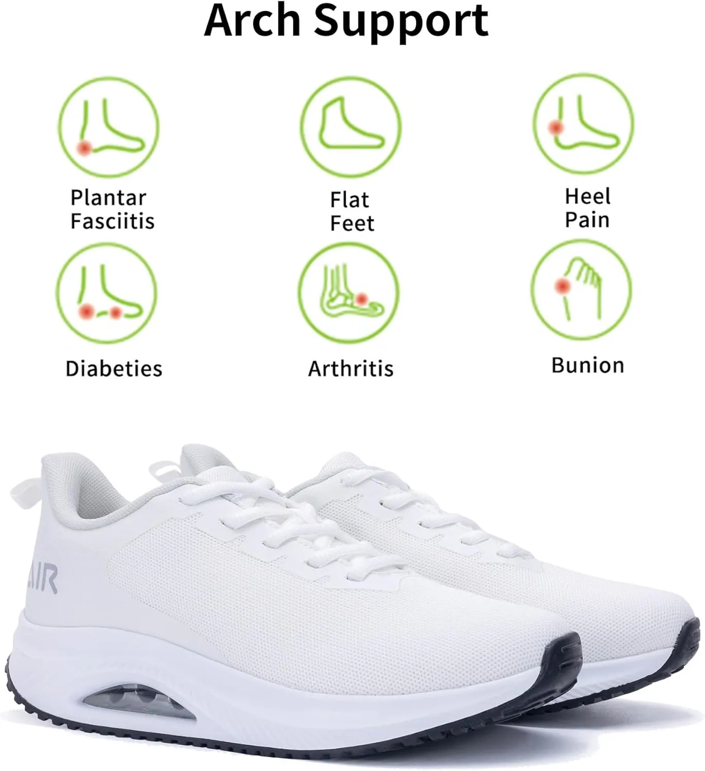 MAFEKE Womens Walking Shoes with Arch Support, Air Tennis Orthotic Fashion Sneakers for Plantar Fasciitis Pain Relief Size 5.5-11