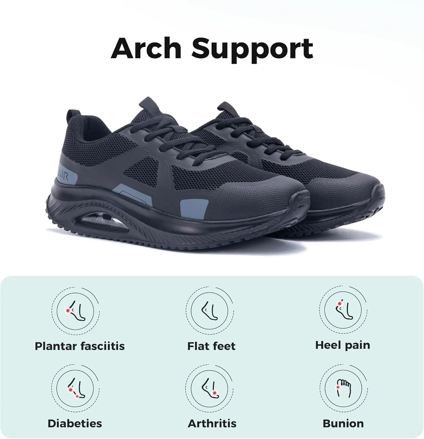 MAFEKE Womens Walking Shoes with Arch Support, Air Tennis Orthotic Fashion Sneakers for Plantar Fasciitis Pain Relief Size 5.5-11
