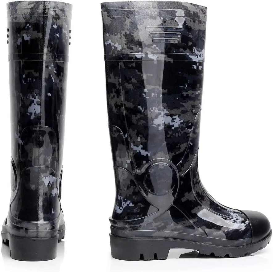 Man Knee High Rubber Rainboots Camo Waterproof Rubber Boots for Garden Man Rain Footwear Size
