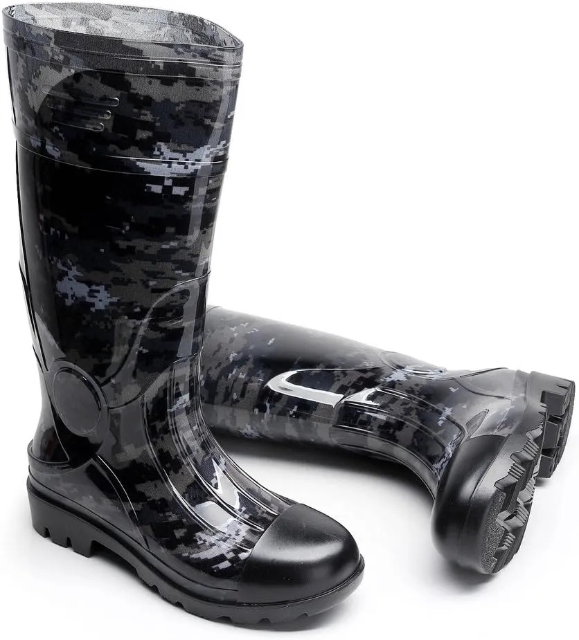 Man Knee High Rubber Rainboots Camo Waterproof Rubber Boots for Garden Man Rain Footwear Size