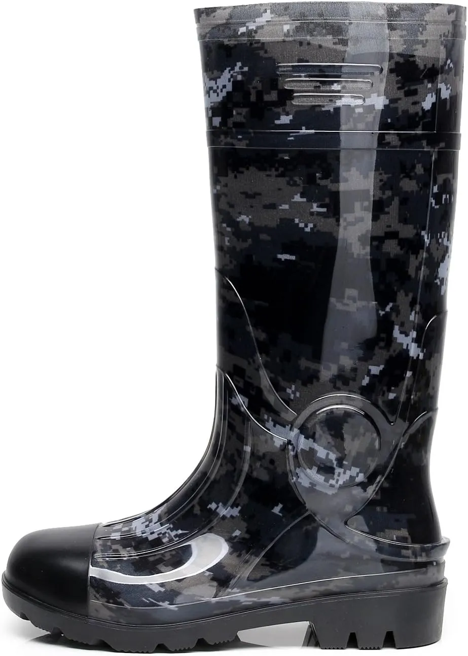 Man Knee High Rubber Rainboots Camo Waterproof Rubber Boots for Garden Man Rain Footwear Size