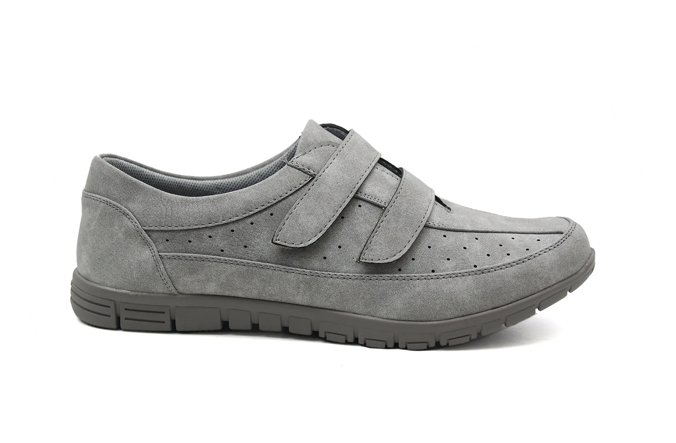 MARIA Womens Touch Fasten Faux Suede Loafers in Grey