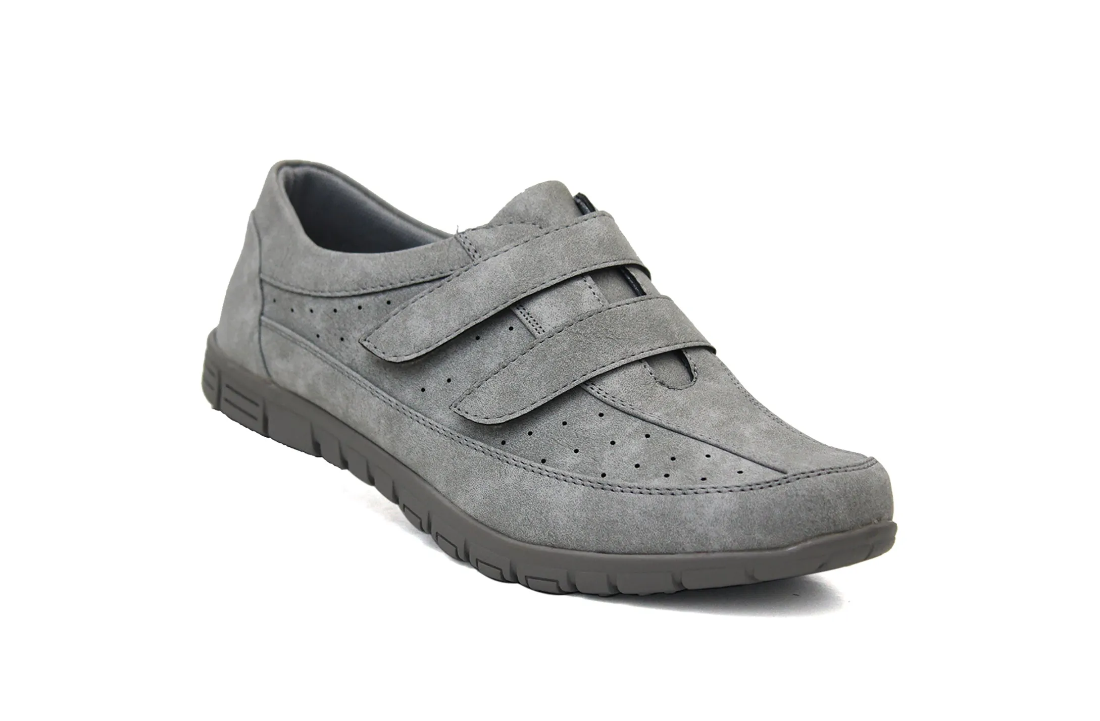 MARIA Womens Touch Fasten Faux Suede Loafers in Grey
