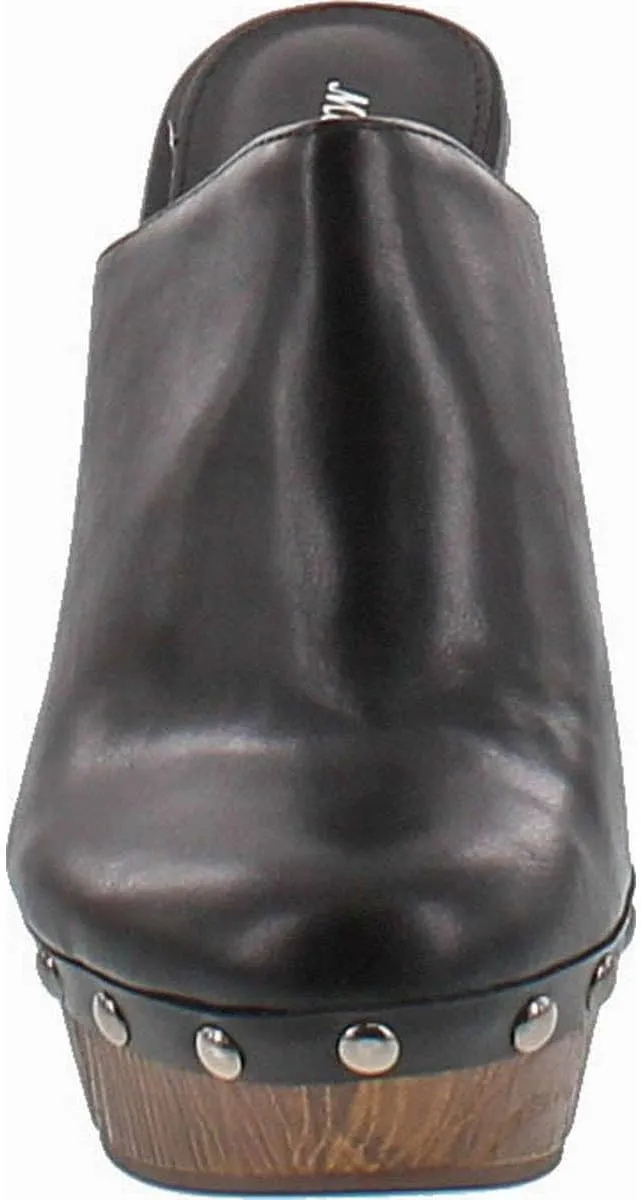Mark and Maddux Antonio-06 Wood Effect Platform Women's Clogs in Black