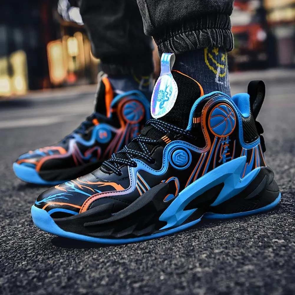 MAUGELY Unisex High Top Basketball Shoes Leather Running Sports Shoes Actual Combat Sneakers