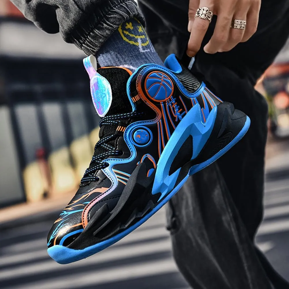 MAUGELY Unisex High Top Basketball Shoes Leather Running Sports Shoes Actual Combat Sneakers