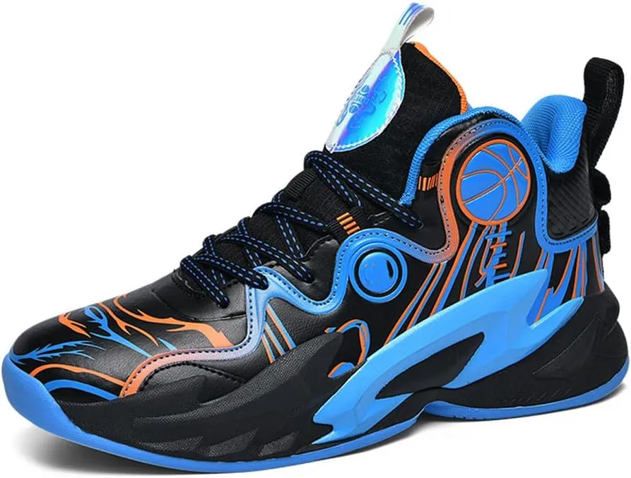 MAUGELY Unisex High Top Basketball Shoes Leather Running Sports Shoes Actual Combat Sneakers