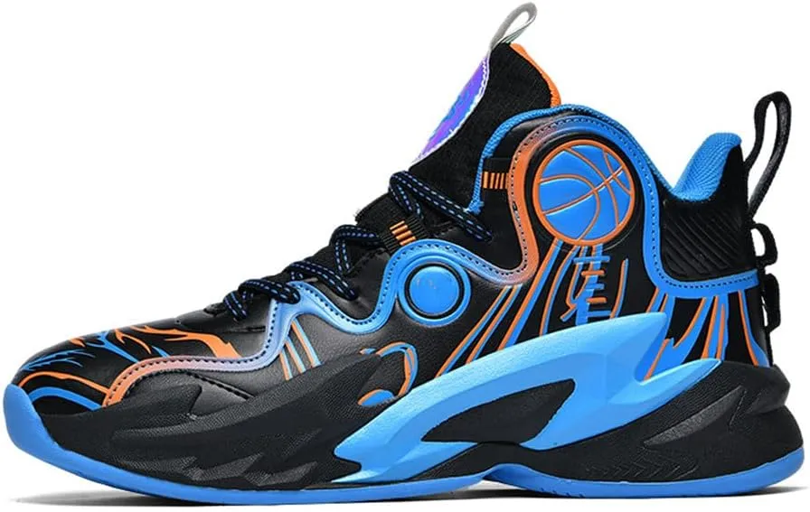 MAUGELY Unisex High Top Basketball Shoes Leather Running Sports Shoes Actual Combat Sneakers