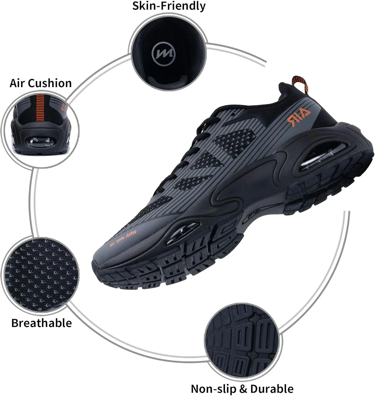 Mens Air Running Shoes Tennis Athletic Sneakers Lightweight Breathable Non Slip Walking Jogging Workout Gym Sports Footwear US 7-13