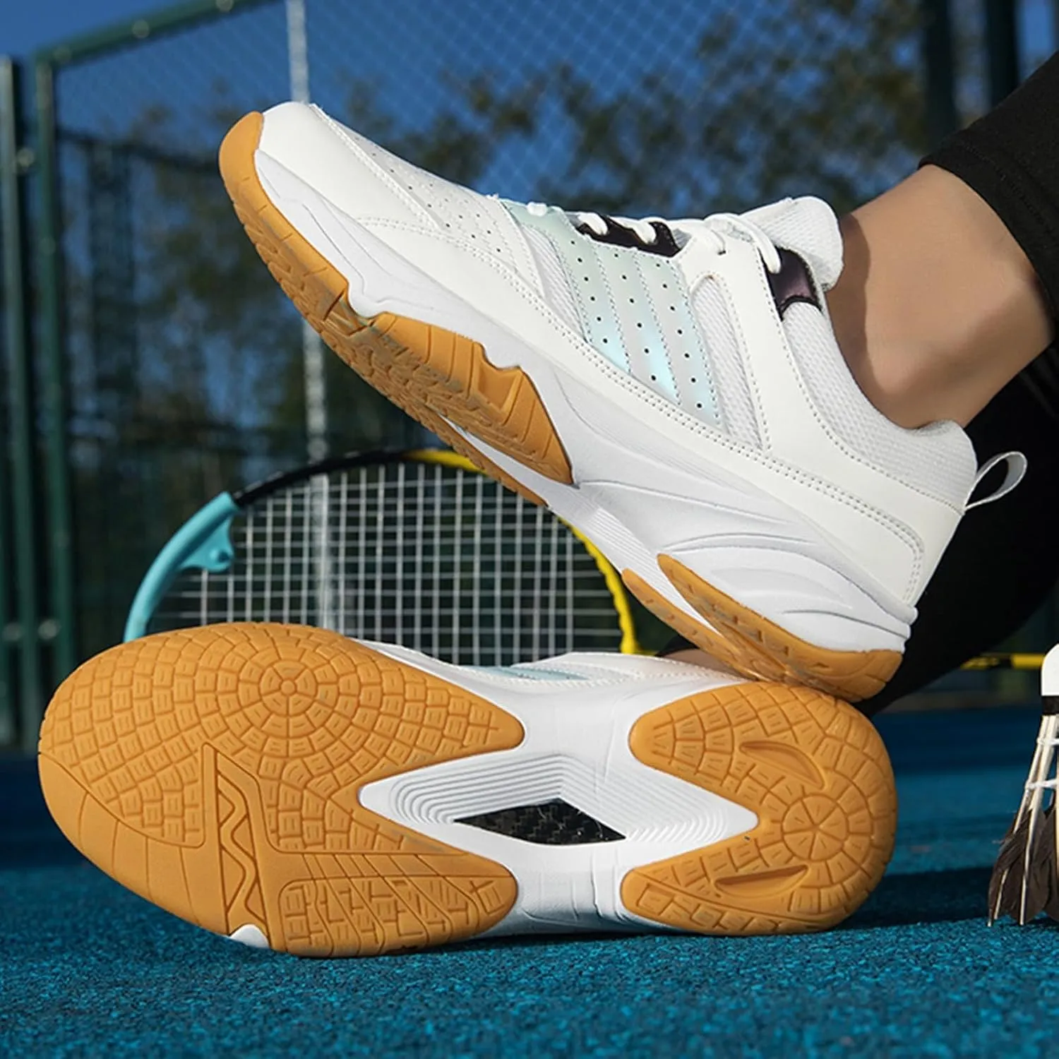 Men's Badminton Shoes Lightweight Tennis Pickleball Court Sneakers Wear-Resistant Indoor Outdoor Athletic Training Shoe