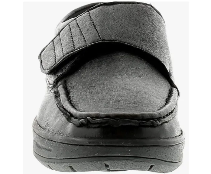 Mens Casual Black Leather Touch Fasten Shoes Black