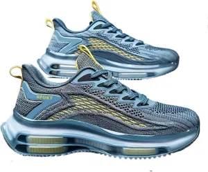 Men's Casual Sport Shoes Comfortable Woven Shoes with Air Cushion Sole, Breathable Shock-Absorbing Sneakers for Running Training
