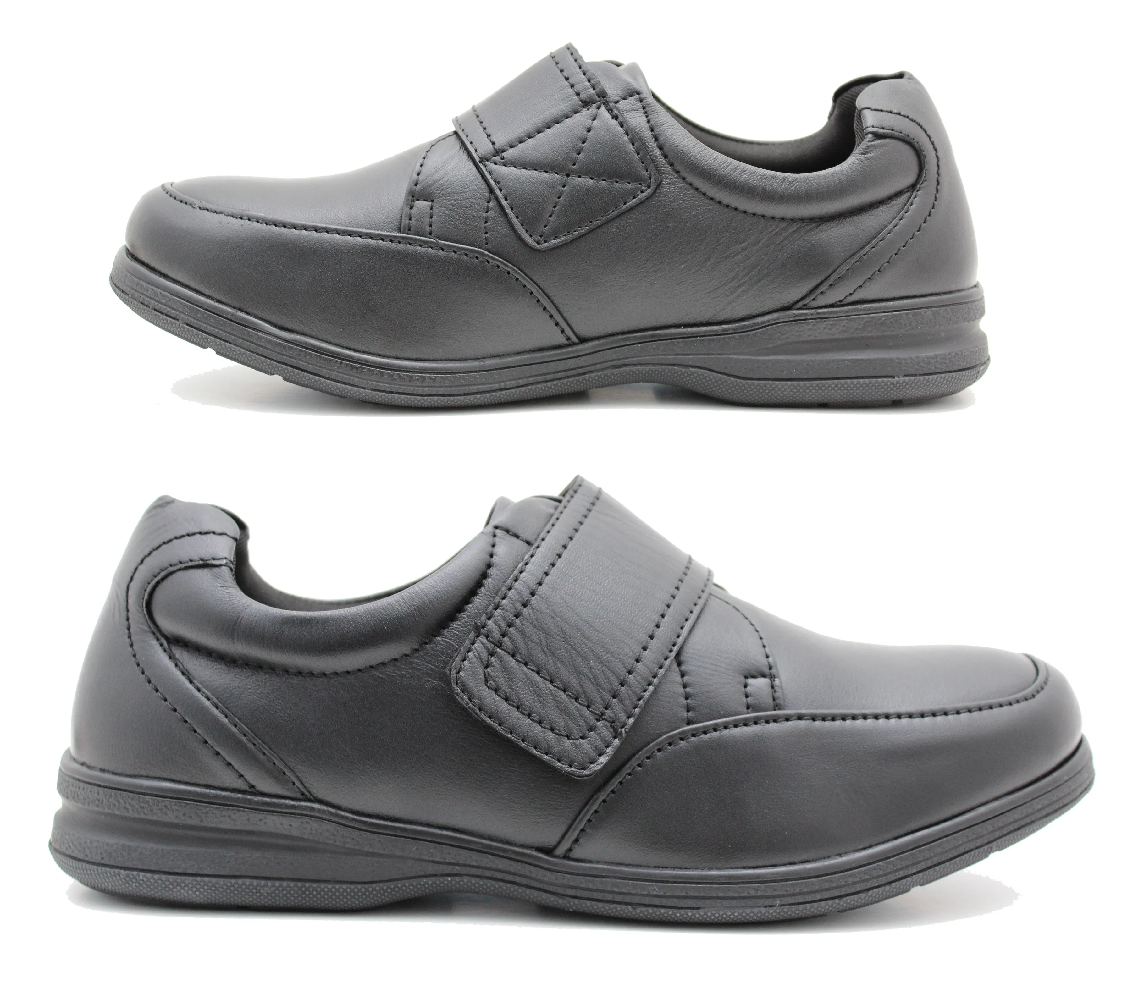 Mens Genuine Leather Touch Fasten Loafers Smart Casual Flat Gents Driving Comfort Shoes