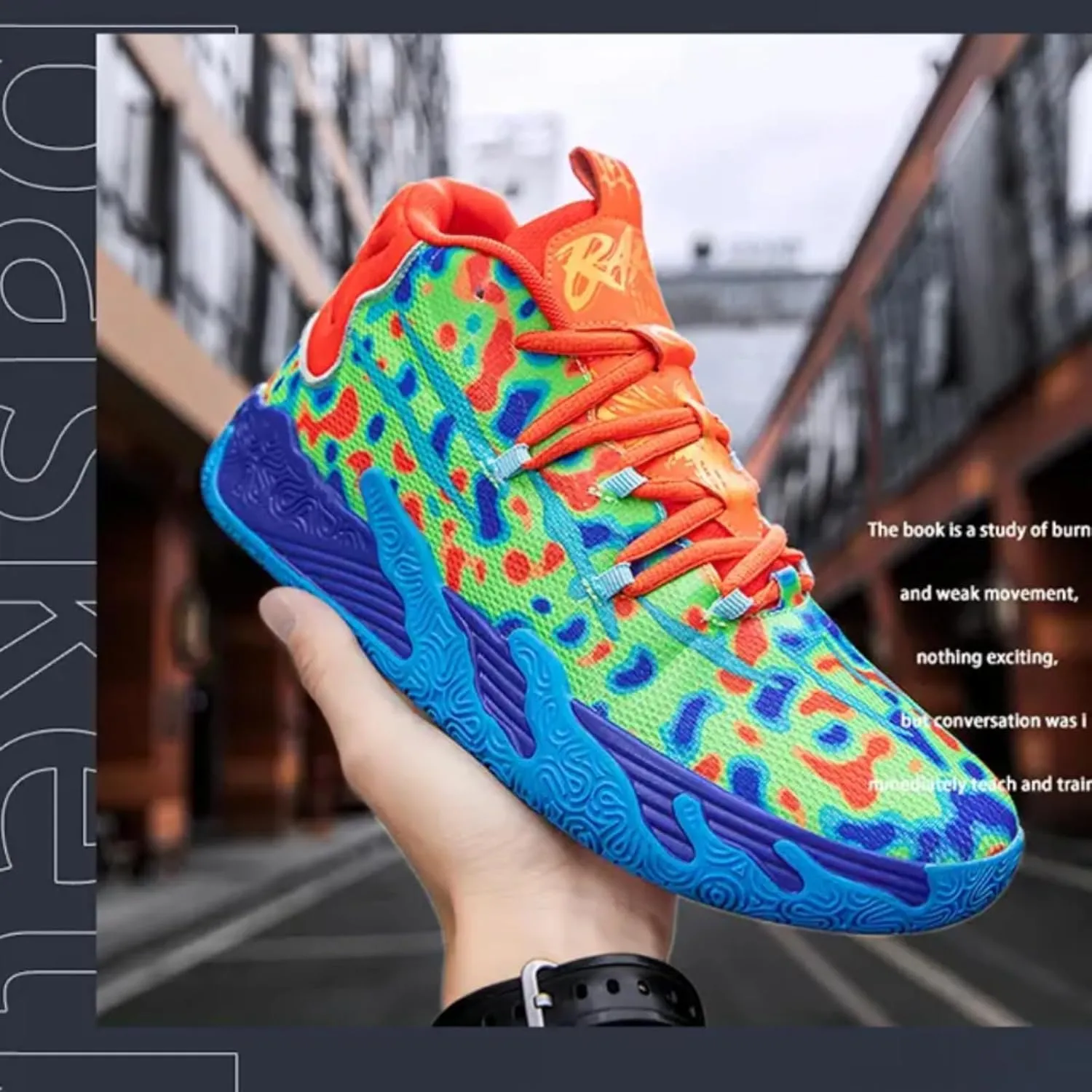 Mens Lace Up Multicolor High Top Basketball Shoe Non-Slip Breathable Running Shoes Fahsion Lightweight Outdoor Gym Sneakers