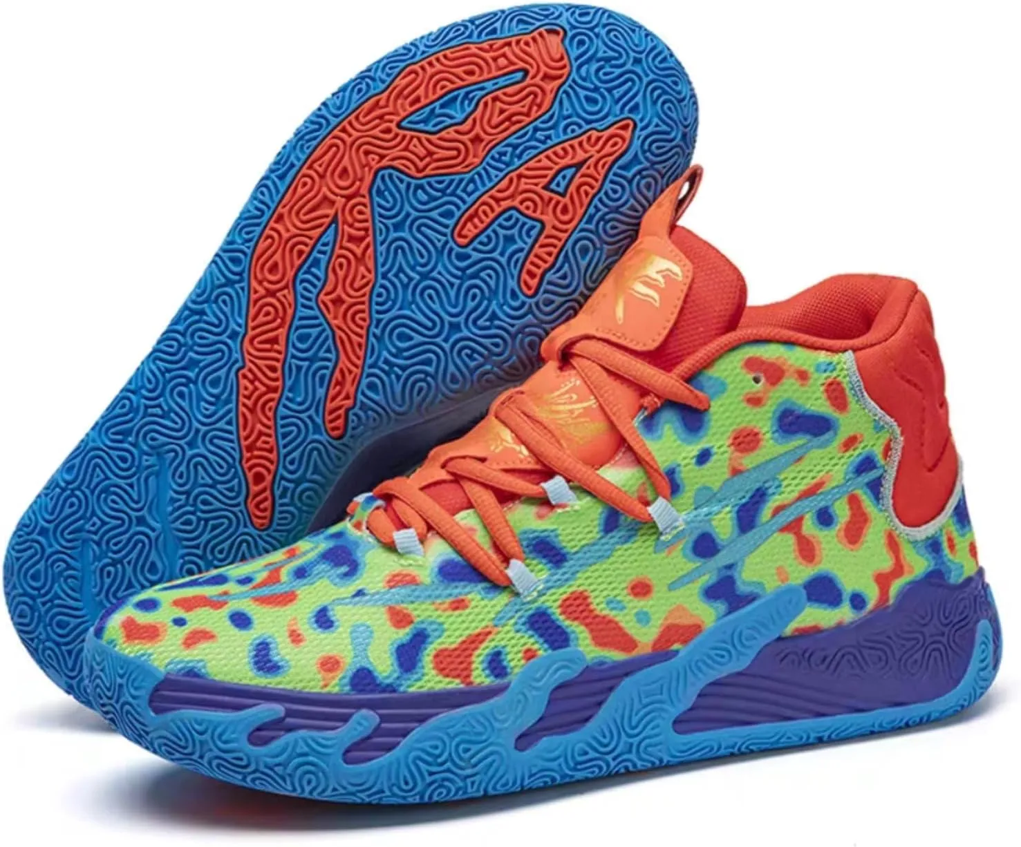 Mens Lace Up Multicolor High Top Basketball Shoe Non-Slip Breathable Running Shoes Fahsion Lightweight Outdoor Gym Sneakers