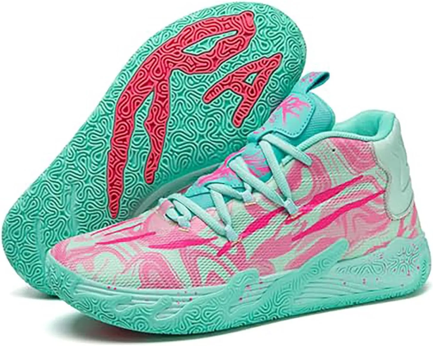 Mens Lace Up Multicolor High Top Basketball Shoe Non-Slip Breathable Running Shoes Fahsion Lightweight Outdoor Gym Sneakers