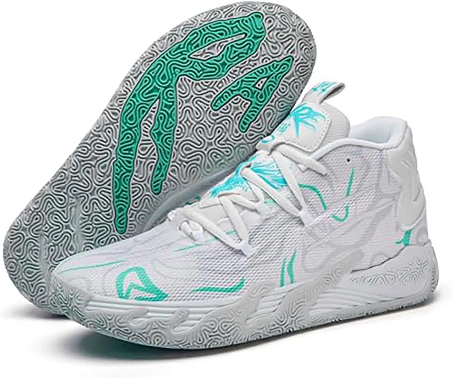 Mens Lace Up Multicolor High Top Basketball Shoe Non-Slip Breathable Running Shoes Fahsion Lightweight Outdoor Gym Sneakers