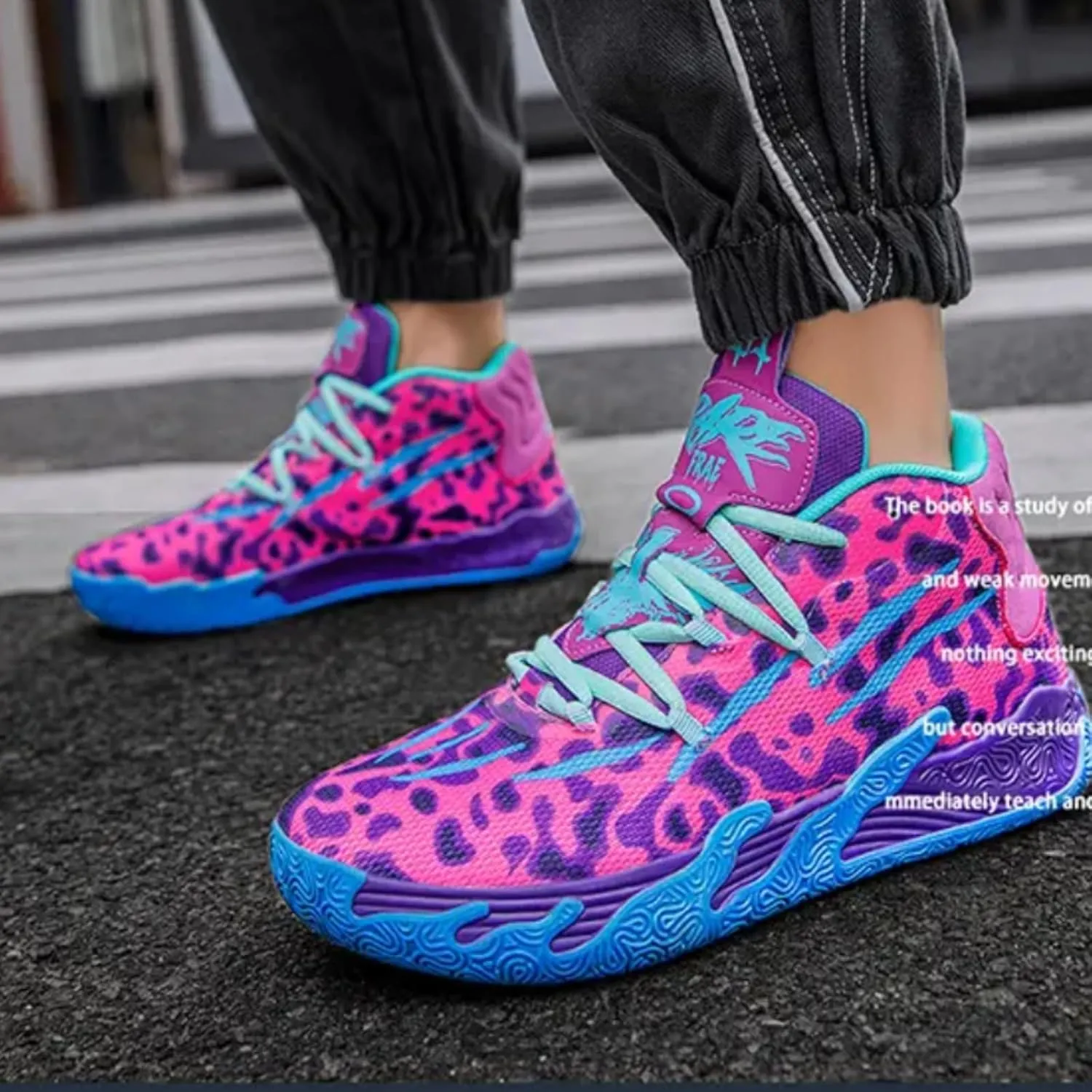 Mens Lace Up Multicolor High Top Basketball Shoe Non-Slip Breathable Running Shoes Fahsion Lightweight Outdoor Gym Sneakers