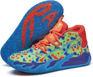 Mens Lace Up Multicolor High Top Basketball Shoe Non-Slip Breathable Running Shoes Fahsion Lightweight Outdoor Gym Sneakers