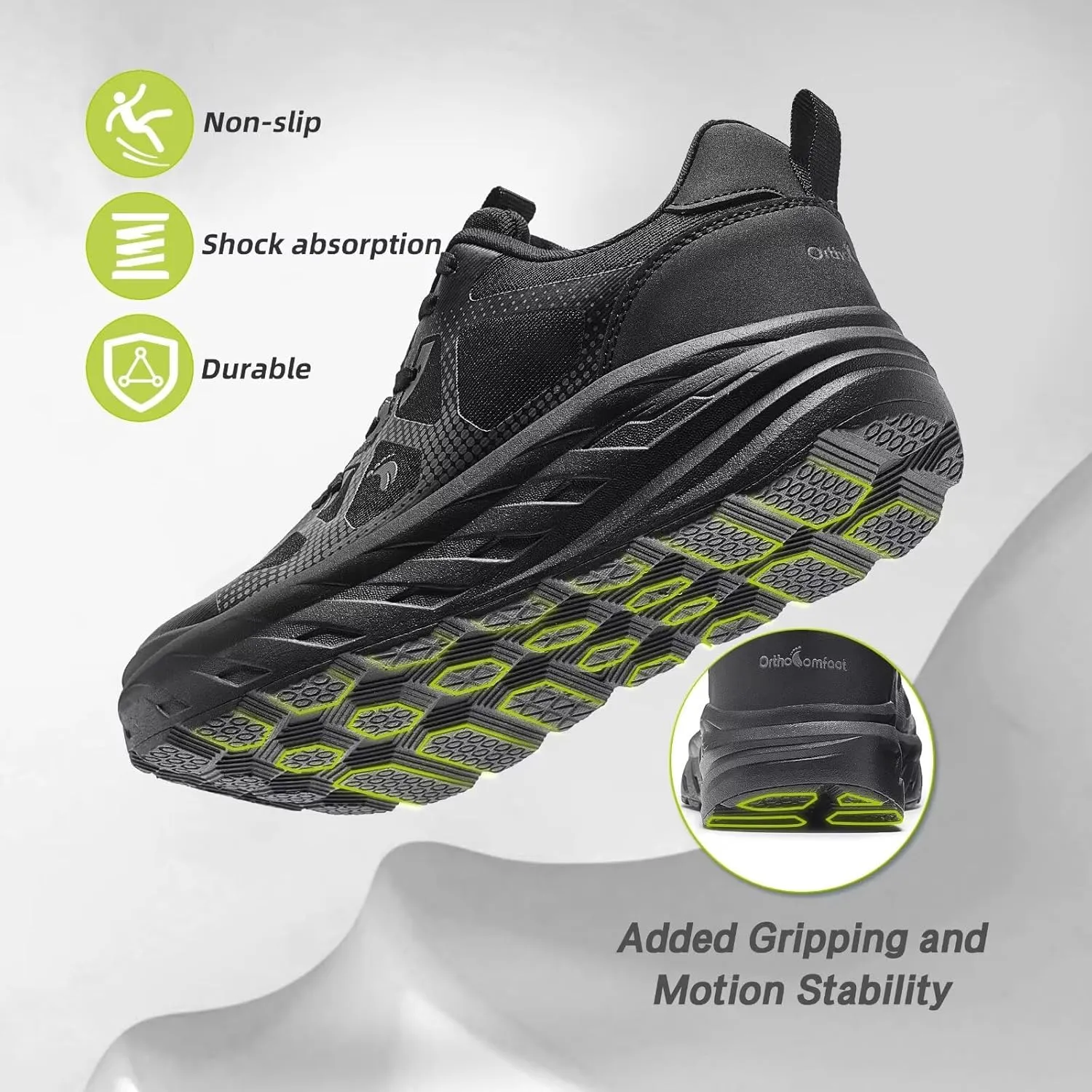 Men's Orthopedic Diabetic Wide Running Shoes: Comfortable Casual Arch Support Plantar Fasciitis Sports Sneakers, High Arch Swollen Outdoor Work Tennis Walking Shoes for Foot and Heel Pain Relief