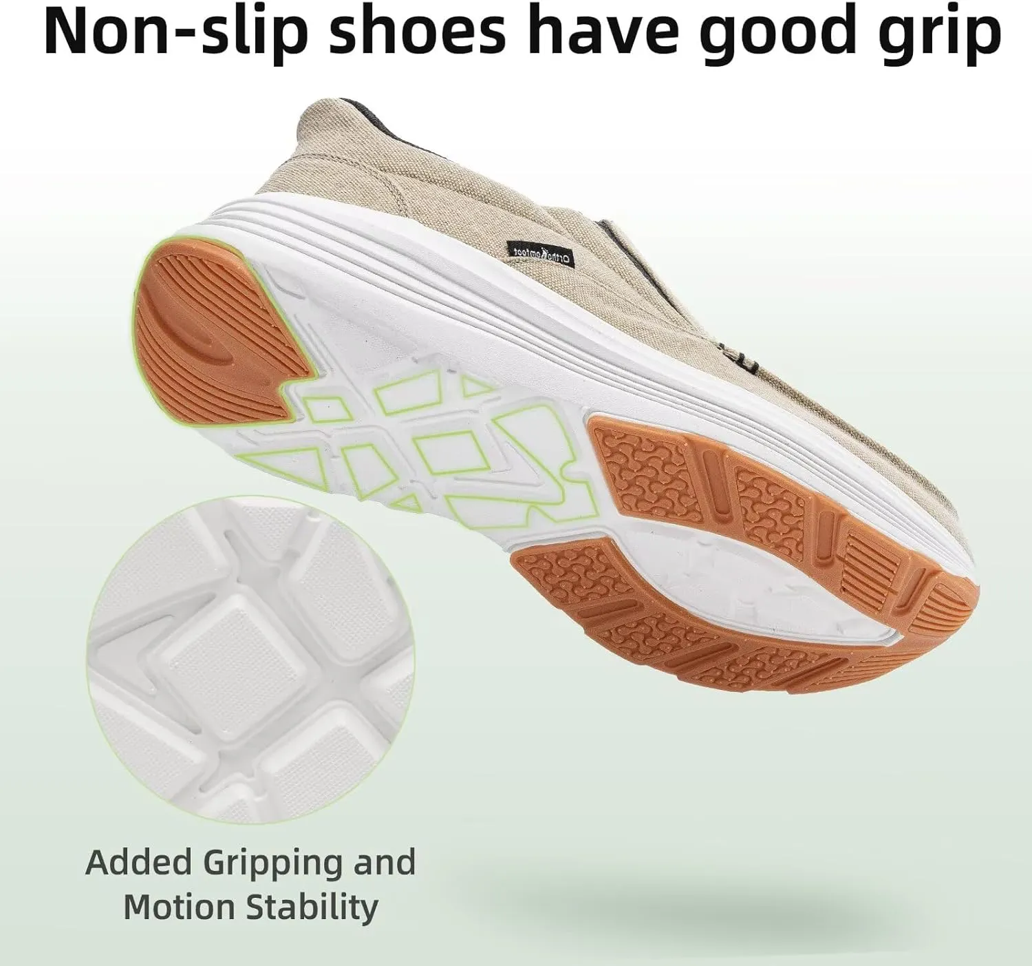 Men's Orthopedic Slip On Loafers with Arch Support: Comfortable Plantar Fasciitis Orthotic Shoes for Plantar Fasciitis, Canvas Thick Sole Walking Shoes for Foot and Heel Pain Relief