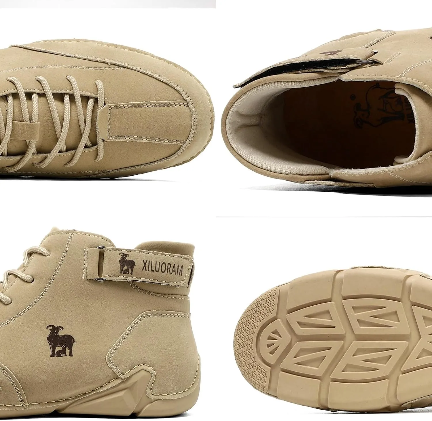 Mens Suede Leather Lace Up Fur Lined Ankle Chukka Casual Non Slip Flats Mid Top Loafers for Walking Hiking Driving