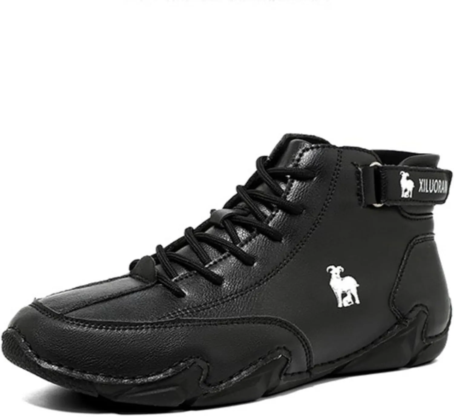 Mens Suede Leather Lace Up Fur Lined Ankle Chukka Casual Non Slip Flats Mid Top Loafers for Walking Hiking Driving