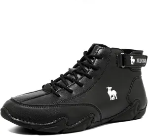 Mens Suede Leather Lace Up Fur Lined Ankle Chukka Casual Non Slip Flats Mid Top Loafers for Walking Hiking Driving