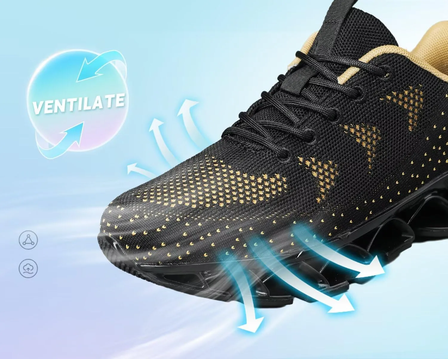 Mens Walking Shoes Blade Non Slip Fashion Sneakers Breathable Mesh Soft Sole Casual Athletic Running Sport Shoes