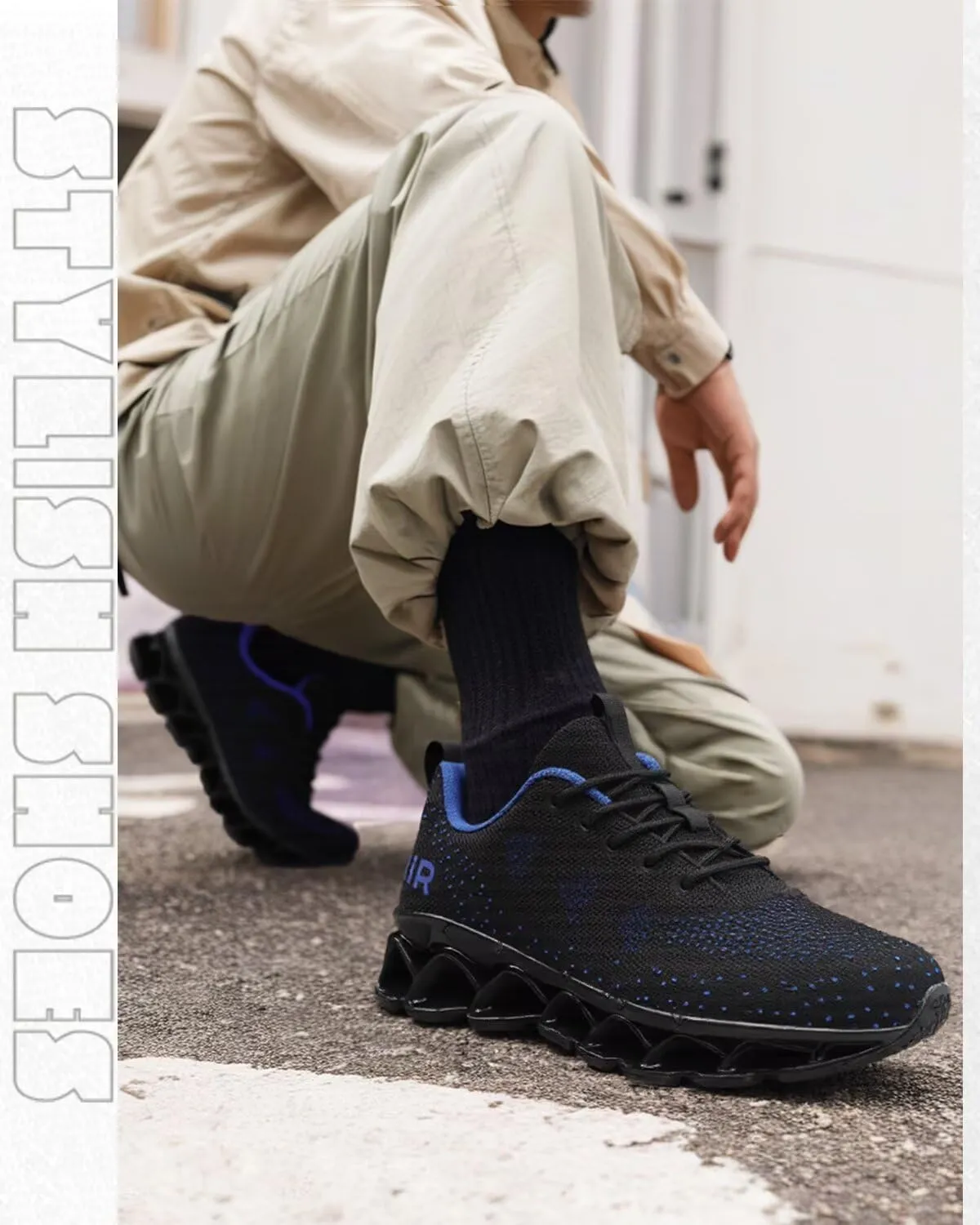 Mens Walking Shoes Blade Non Slip Fashion Sneakers Breathable Mesh Soft Sole Casual Athletic Running Sport Shoes