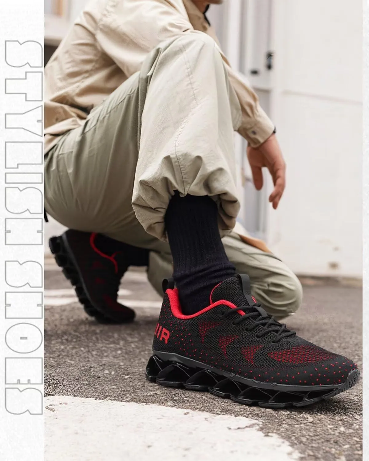 Mens Walking Shoes Blade Non Slip Fashion Sneakers Breathable Mesh Soft Sole Casual Athletic Running Sport Shoes
