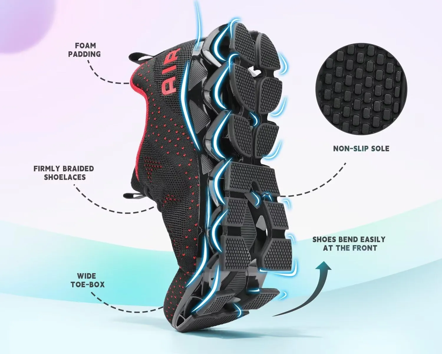 Mens Walking Shoes Blade Non Slip Fashion Sneakers Breathable Mesh Soft Sole Casual Athletic Running Sport Shoes