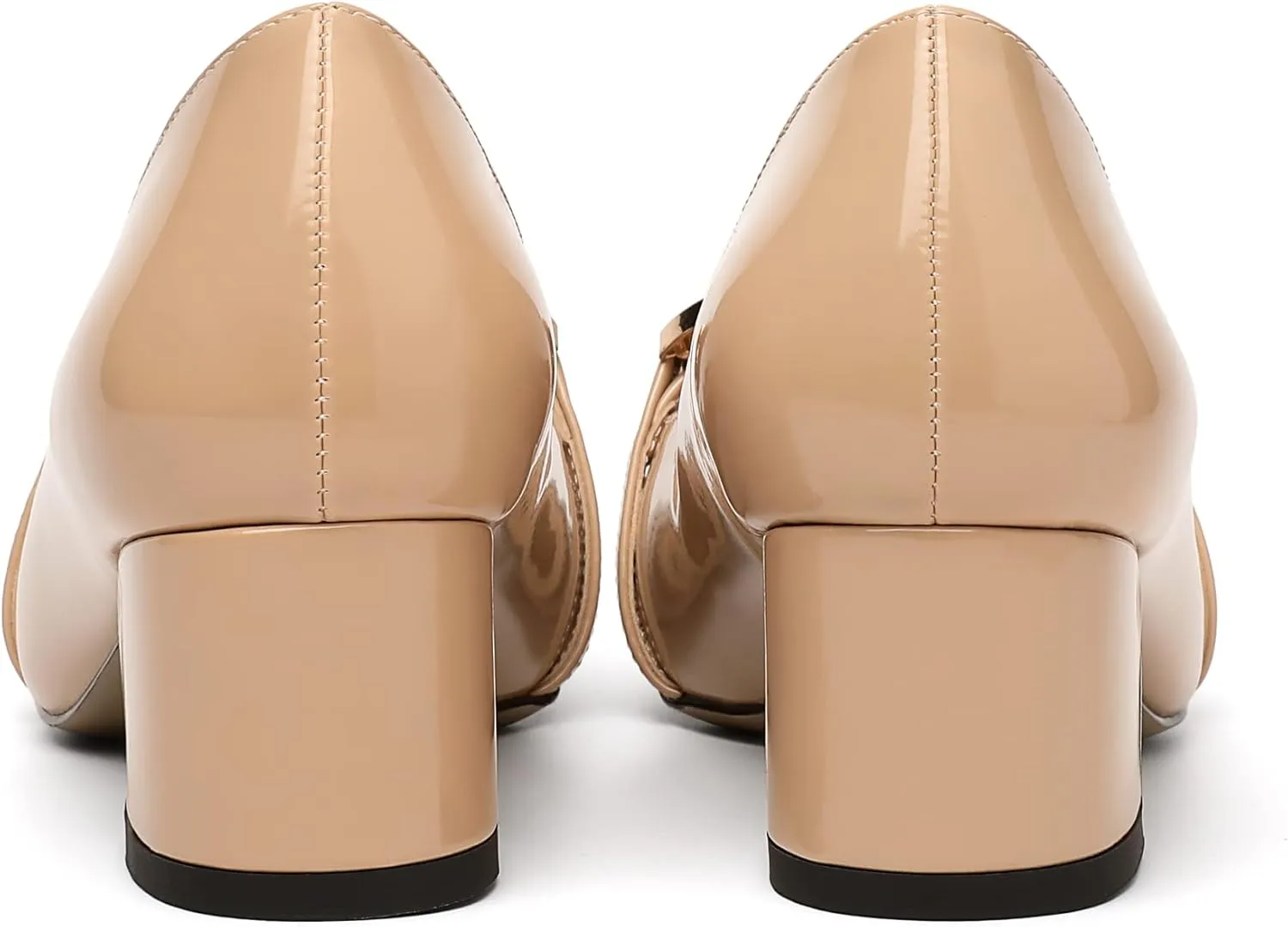 Mettesally Womens Square Toe Block Heels Mid Chunky Heel Loafer Pumps Slip On Chain Dress Comfortable Prom Shoes